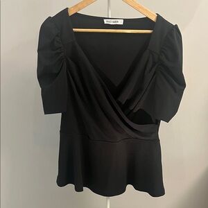 Grace Karin Elegant Black Wrap Blouse